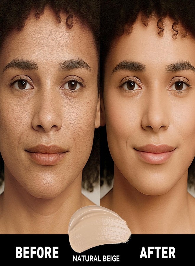 إف في كريم أساس سائل بتغطية كاملة من FV، مرطب ومخفي للعيوب، لمسة نهائية تدوم طويلاً، إشراقة خالية من العيوب، كريم أساس مقاوم للماء للبشرة المختلطة، 1.0 أونصة سائلة (بيج طبيعي) - Image 2